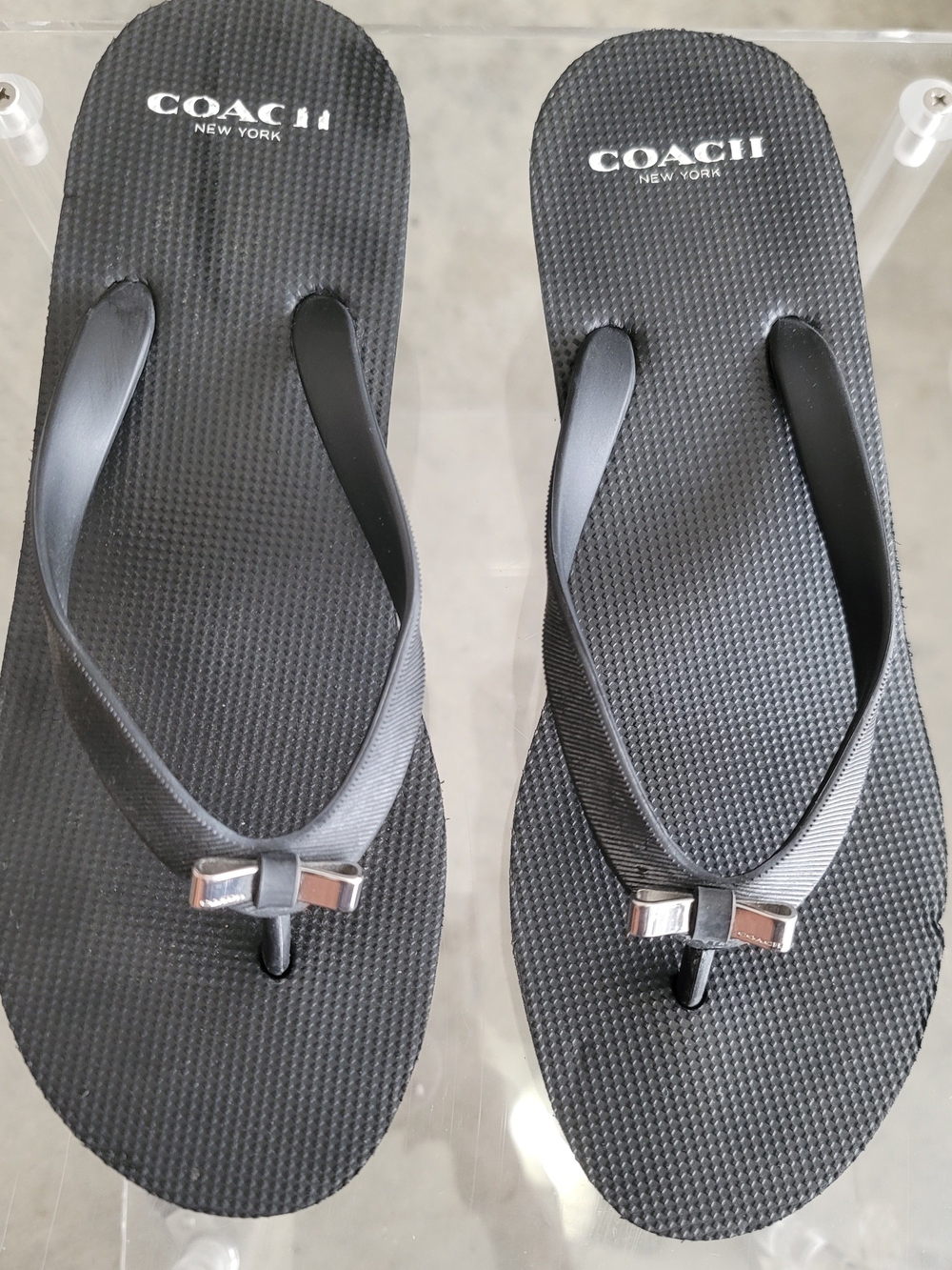 COACH Women's Black Wedge Flip Flop Sandals